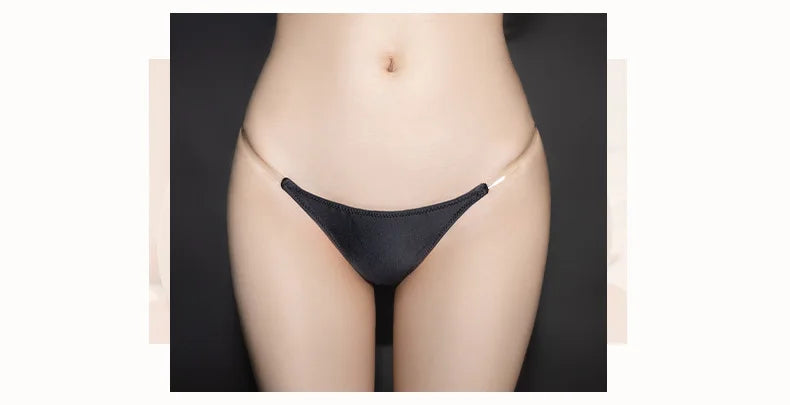 Sexy Erotic Transparent Thong Panties Thin Elastic Low Waisted Women's Underwear Allure G-String Shiny Lingerie Ladies Thongs