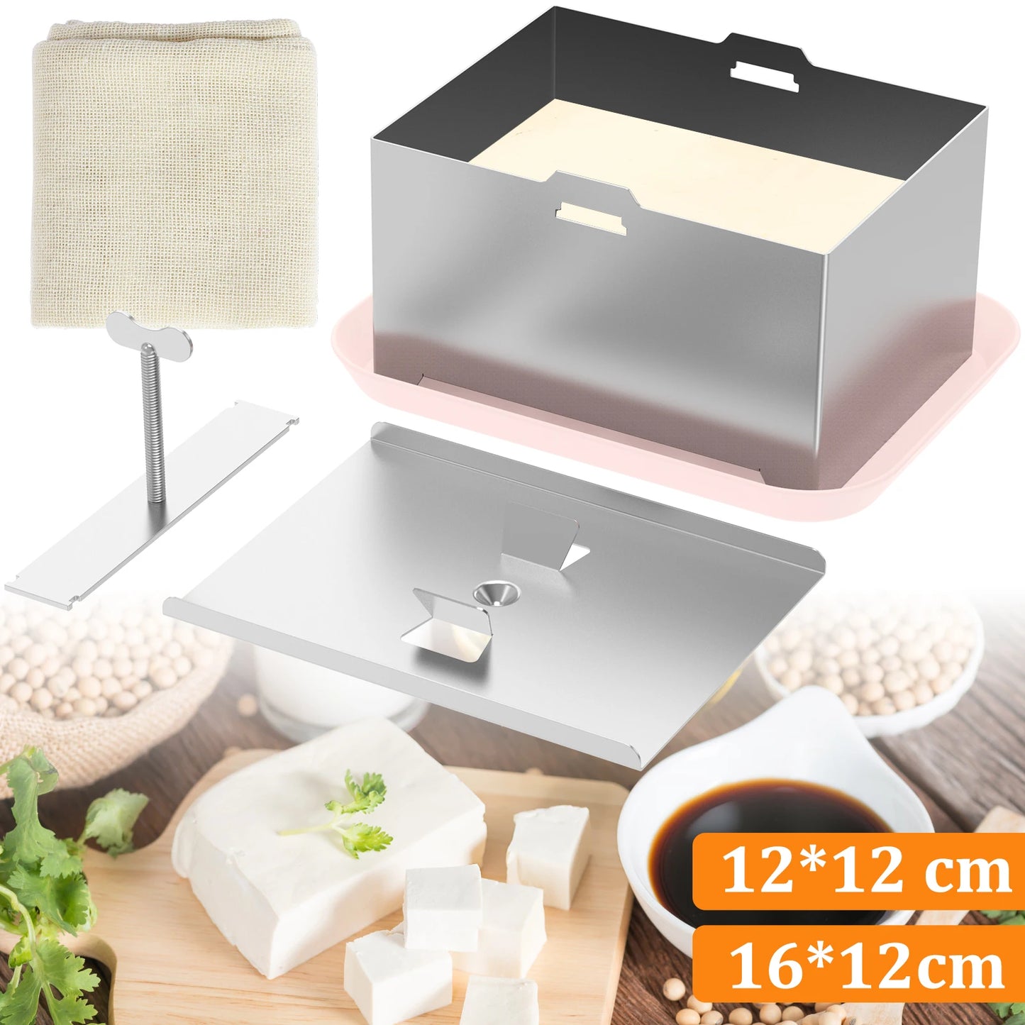 Tofu Press Mould Cheese Making Molds Food Grade Stainless Steel Tofu Maker Press Mold Kit Homemade Tofu Mold Kitchen Tool Set