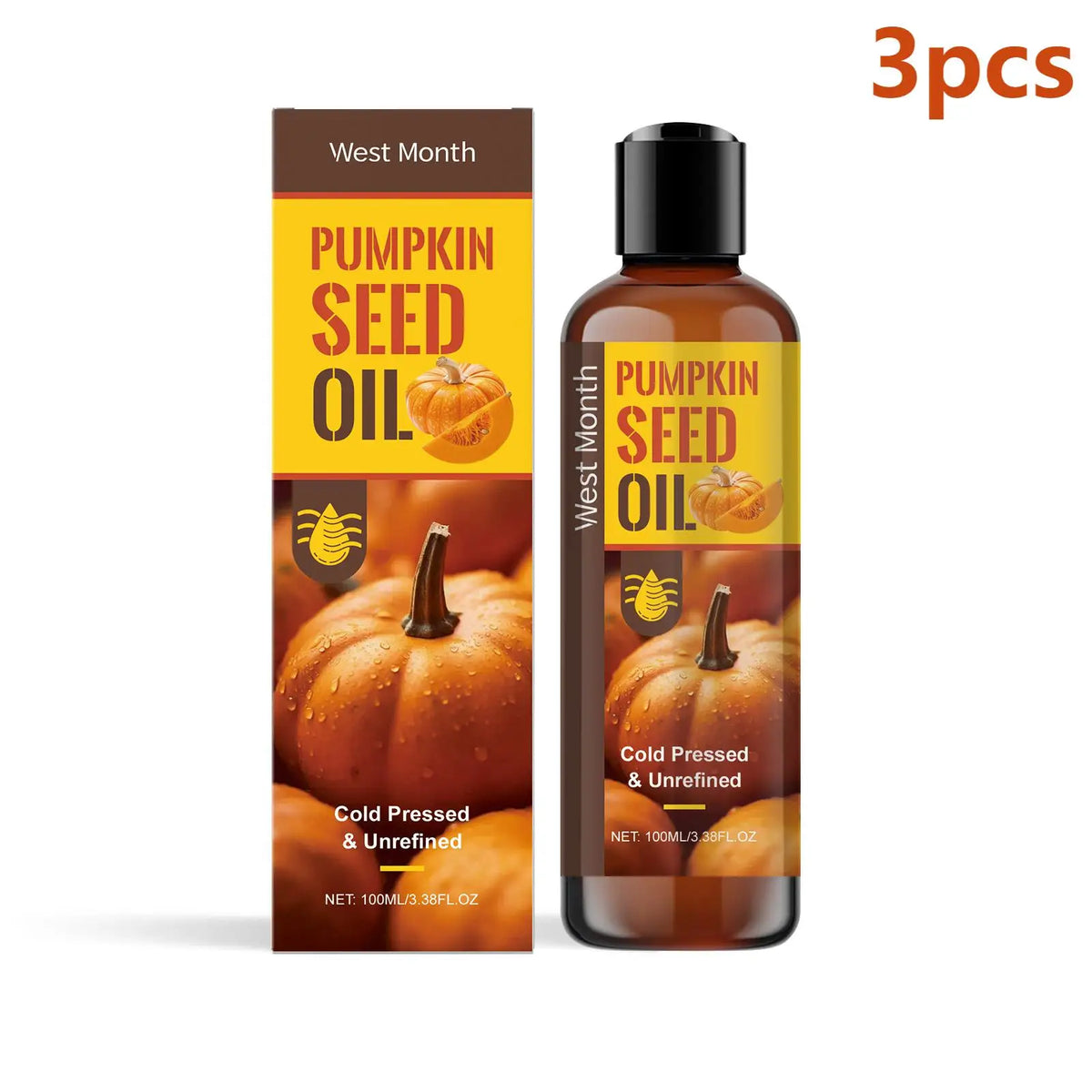 Pumpkin Seed Oil Hair Growth Products Scalp Moisturizer Deep Hydration Face Care Body Firming Organic Cold-Pressed Pumpkin Oil