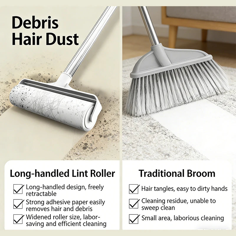 Adjustable Handle 93cm Lint Roller With Adhesive Sheet Powerful Cleaning Aid For Pet Hair