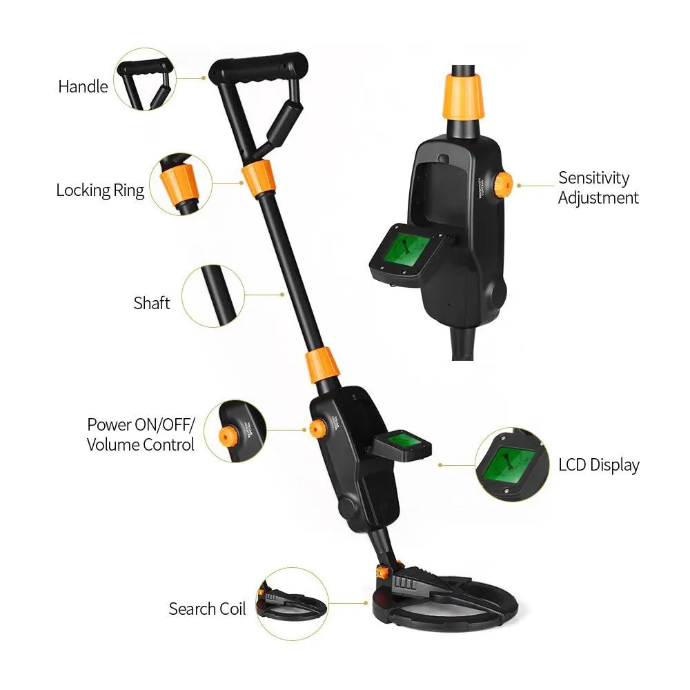LCD Display Underground Metal Detector Audio Alarm Waterproof Metal Pinpointer Ergonomics Durable Handheld Metal Finder