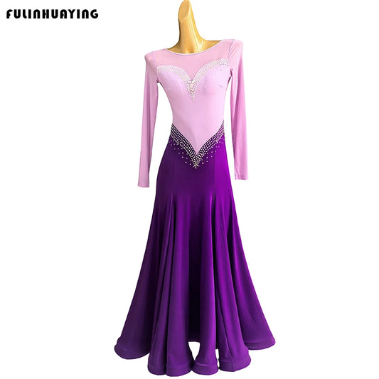 Ballroom Dance Dress Modern Dance Practice Outfit Waltz Dance Dress 2025 High-Quality Dress Color-Blocking Slimming Ballroom Dance Dress