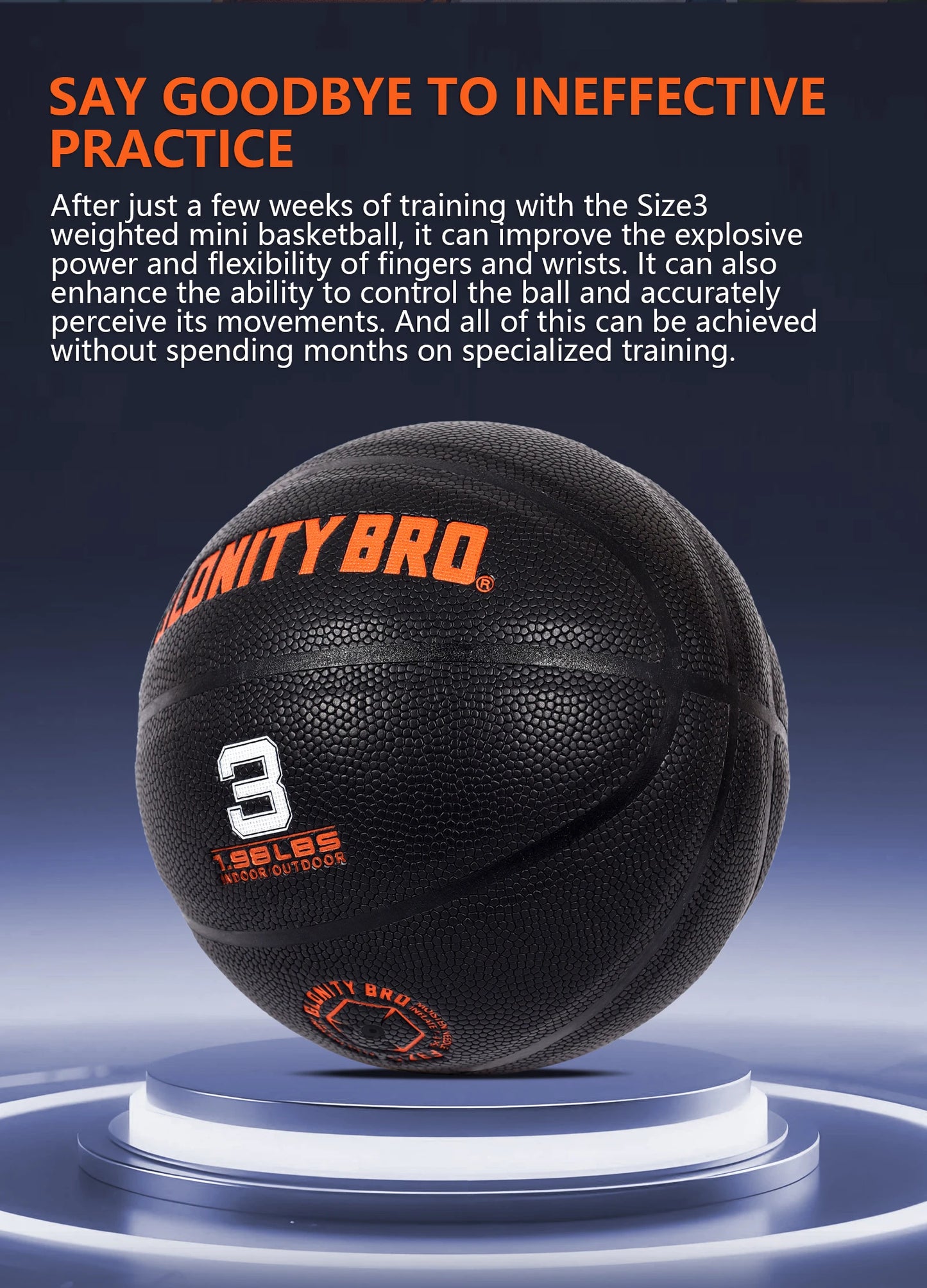 Trainer Small Heavy Ball Size 3 Basketball Ball For Indoor & Outdoor – Improve Dribbling, Passing, Handling & Rebounding Skills