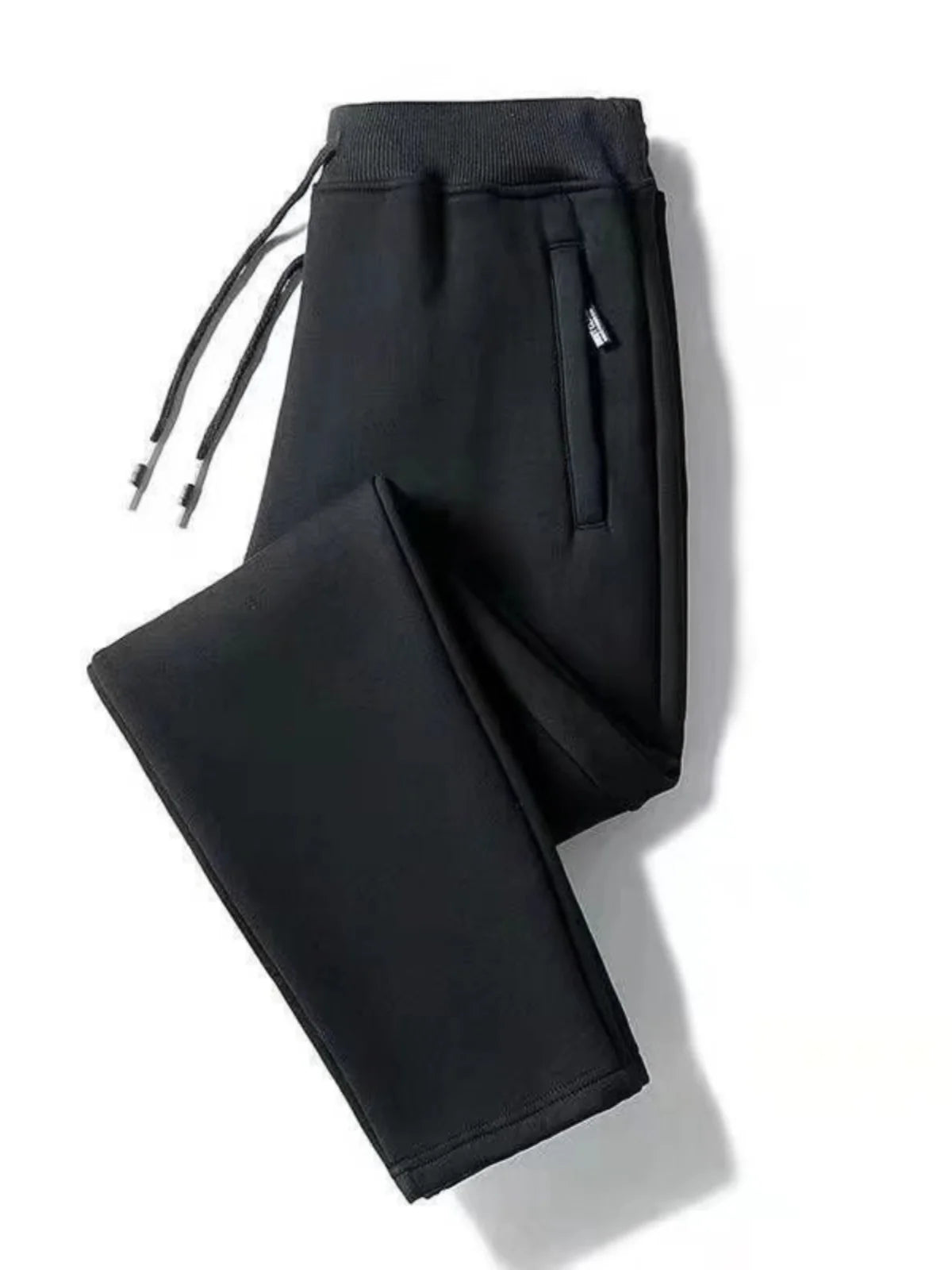 Men's Winter Thickened Fleece Lined Casual Pants Loose Fit Sporty Youthful Style mid Waist Long Trousers with Cuffed Ankle