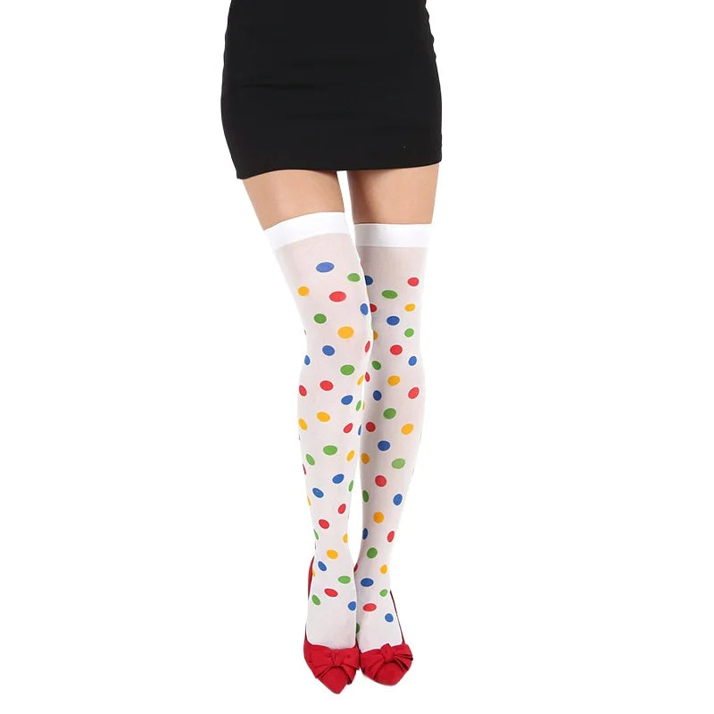Halloween Party Stockings Clown Dotted Knee High Socks Holiday DIY Decorations