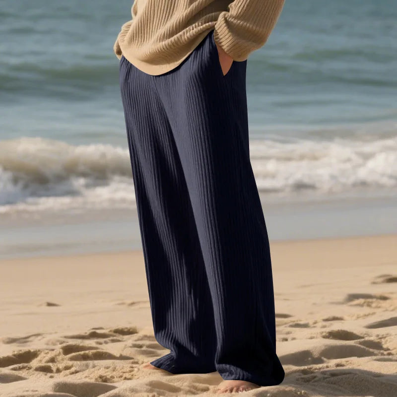 European and American Independent Station Men's Casual Trousers Loose Straight Pants Pit Strips Jacquard Wide Leg Pants