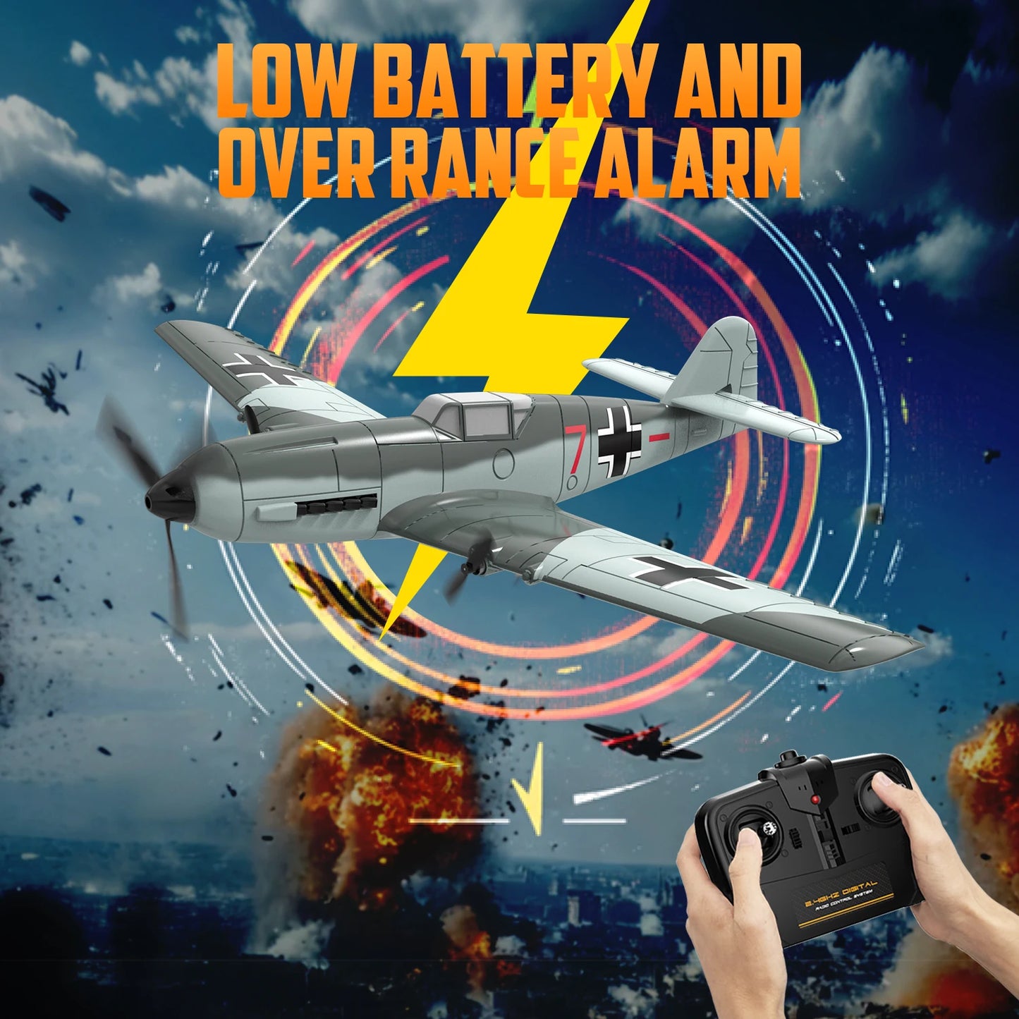 VOLANTEXRC BF109 RC Plane 2.4G 3CH Smart Balance EPP Gliders Fighter 400MM Fixed Wingspan With 6-Axis Gyro Stabilizer RTF Glider