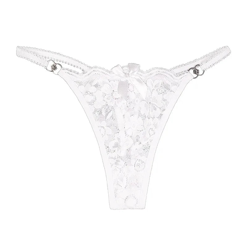 Women's Sexy Lace Thongs Hollow Out Mesh Sheer Design Breathable Low Waist Seamless Panties Comfortable Intimates for Daily Wear