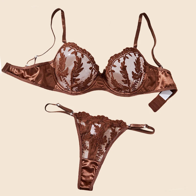 Sexy Lingerie for Women Mesh Embroidery Lingerie Set Three-Point Transparent Underwear Fantasy Female Intimate Erotic Lingerie
