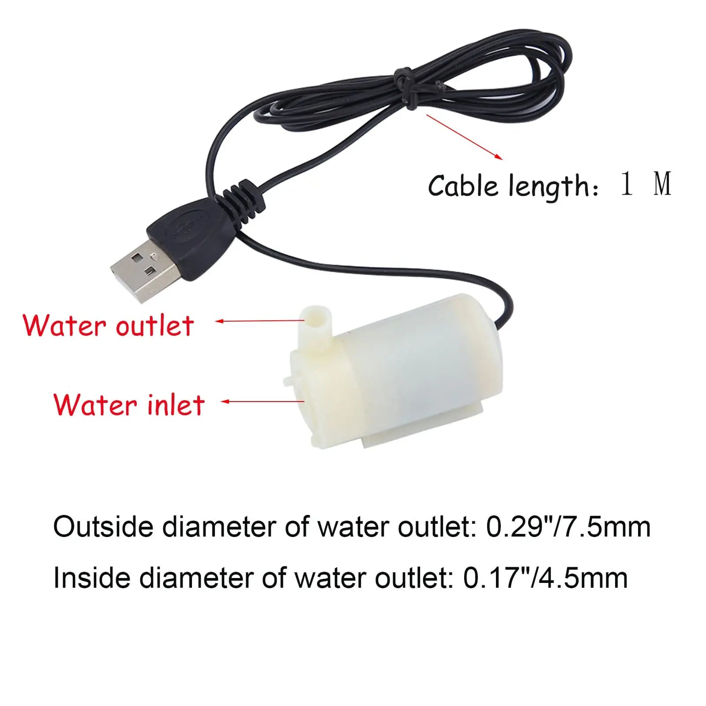 USB Submersible Pump Silent Micro Water Pump 3V 5V DC Low-voltage Portable Water Pump Suitable for Fish Tank Fountain Aquariums