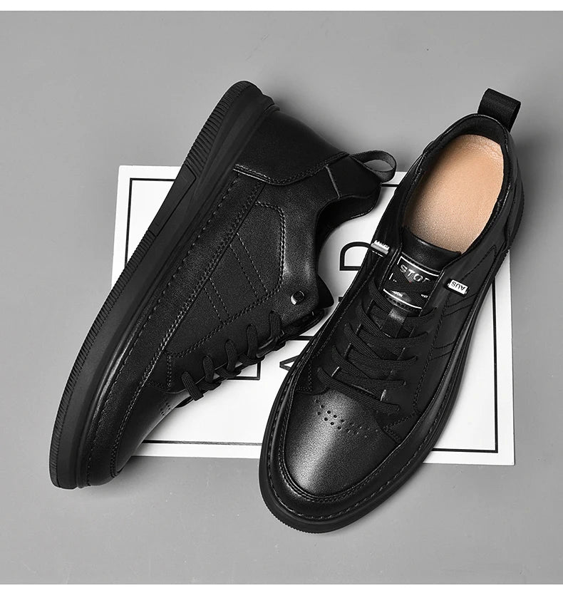 Spring Autumn Men's Inner Heightening Shoes Leather Sports Casual Shoes Invisible Height Increasing Shoes Men Sport Elevator 8CM