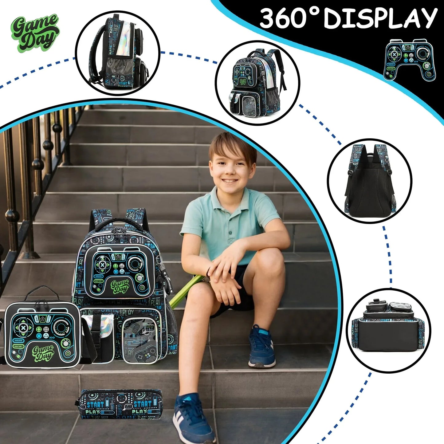 School Bags for Primary Children 3 in 1 School Bag Child with Lunch Bag Kids Book Bag for Boys Girls Kawaii Backpack