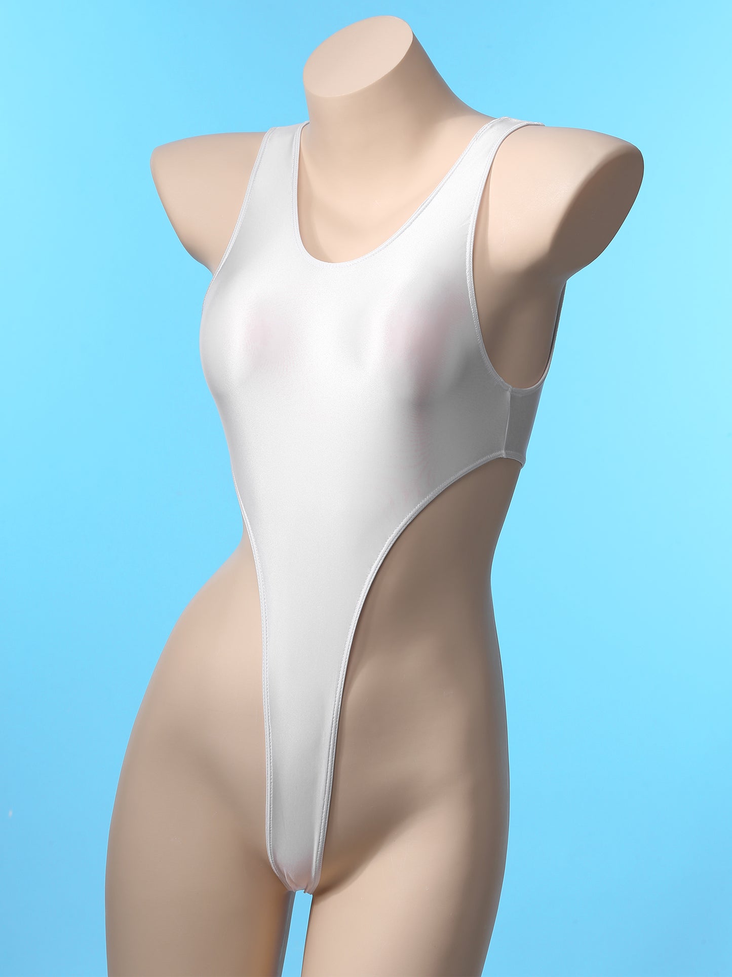 Women Bathing Suit Solid Color Swimsuit Glossy Backless High Cut Dance Yoga Bodysuit Underwear Swimwear Leotard Beachwear