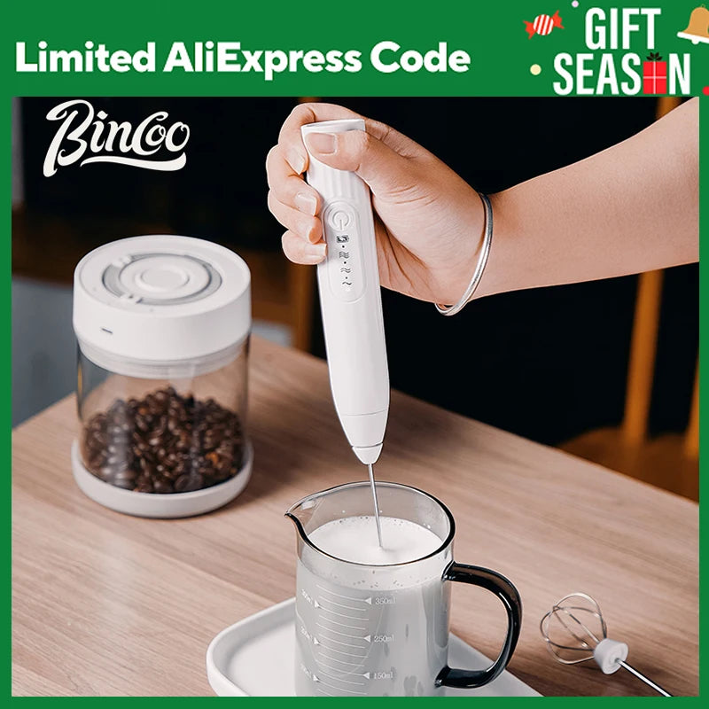 BINCOO Electric Milk Foamer Blender Stainless Steel Handheld Milk Frother Wireless Coffee Whisk Mixer Egg Beater Kitchen Tools