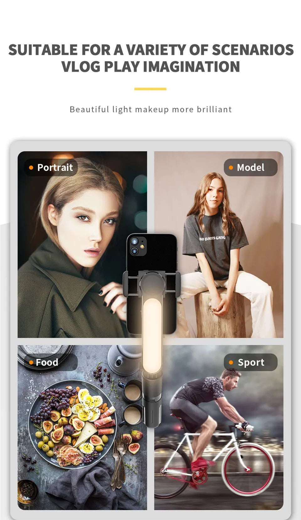 Gimbal Stabilizer For iPhone Android Cell Mobile Phone Cellphone Smartphone Action Camera Handle Grip Selfie Stick Video Tripod