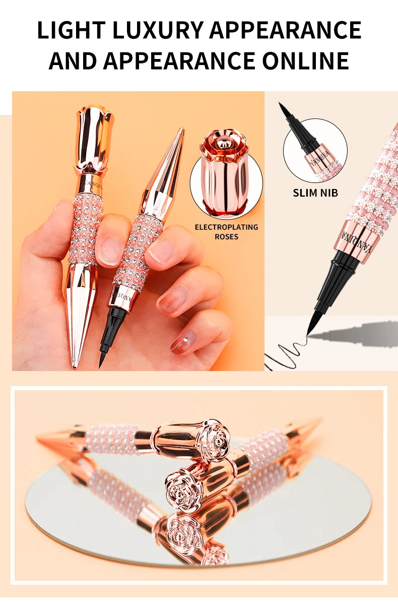 Yanqina Precision Liquid Eyeliner - Long-Lasting, Waterproof, Transfer-Proof, Quick-Drying Black Eyeliner with a Shiny Design