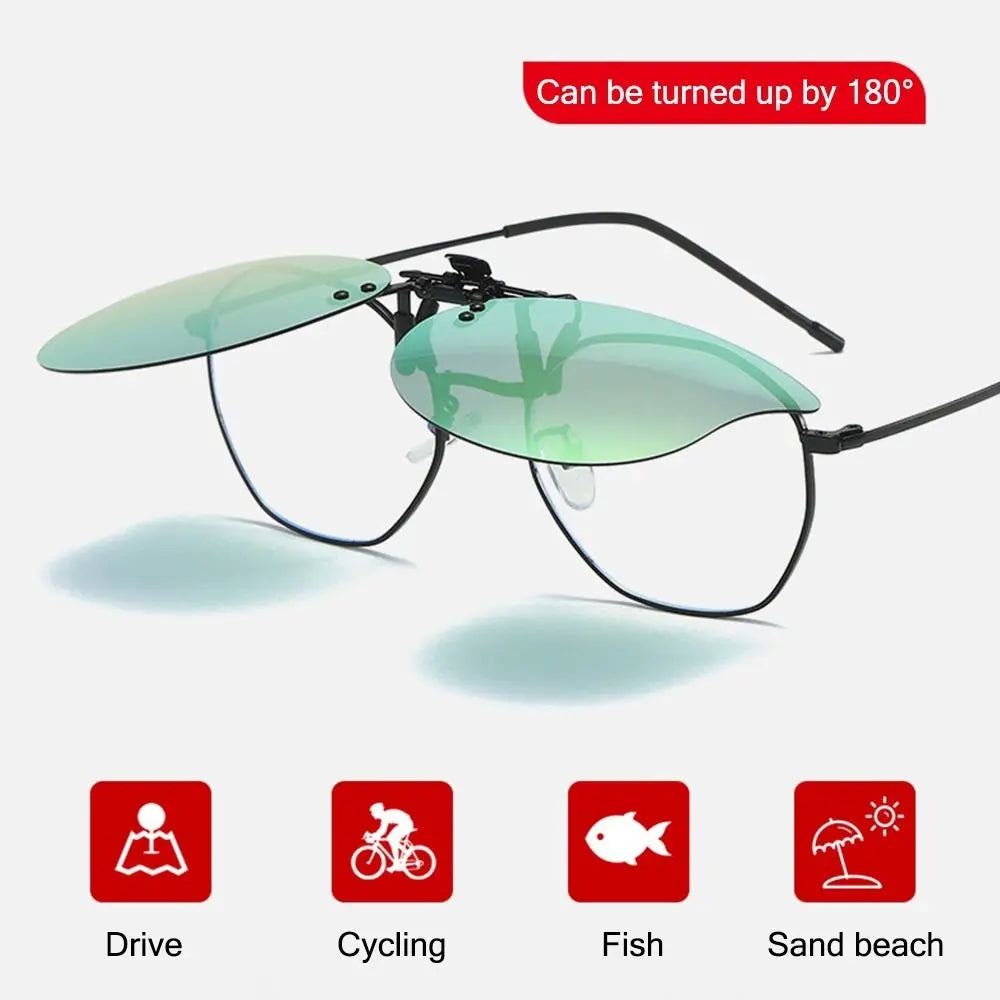 Polarized Clip On Sunglasses Over Prescription Glasses Ultra-Light UV400 Flip Up Sun Glasses Cat Eye Convenient Shades