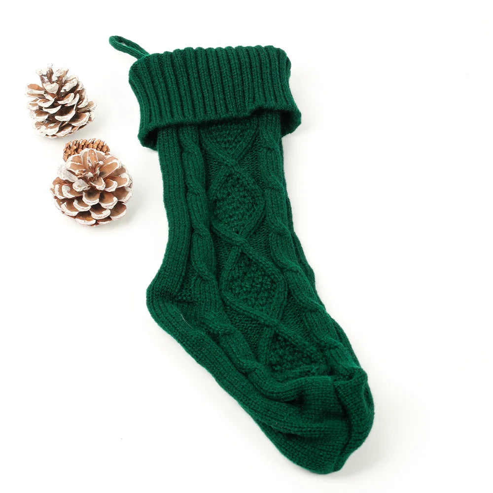 Large Christmas decorations Christmas stocking gift bag Knitted Christmas pendant Cross border woolen Christmas stocking