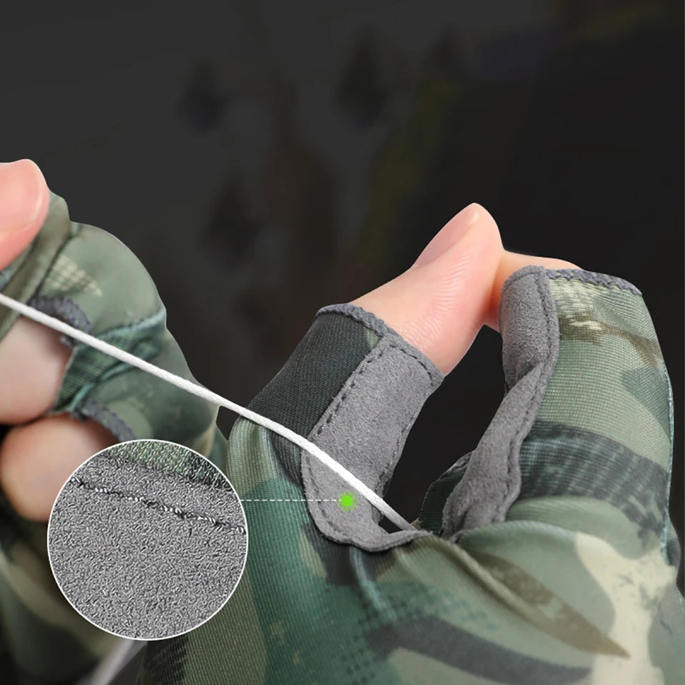 GOBYGO Fishing Gloves Anti-Slip Wear-Resistant Silk-Like Ventilation Half-Finger Gloves Outdoors Sun Protection High Elasticity