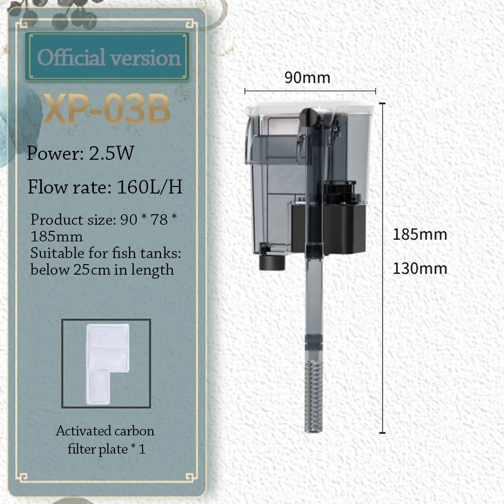 waterfall Fish tank filter 3 in 1 wall-mounted Waterfall Filter Box Silent Built-in Circulating Water Purifier for Home