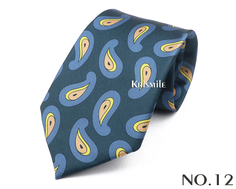 New Design Bohemian Style Necktie For Men Silk Touch Soft Blue Red Yellow Necktie Fit Wedding Party Business Office Accessory