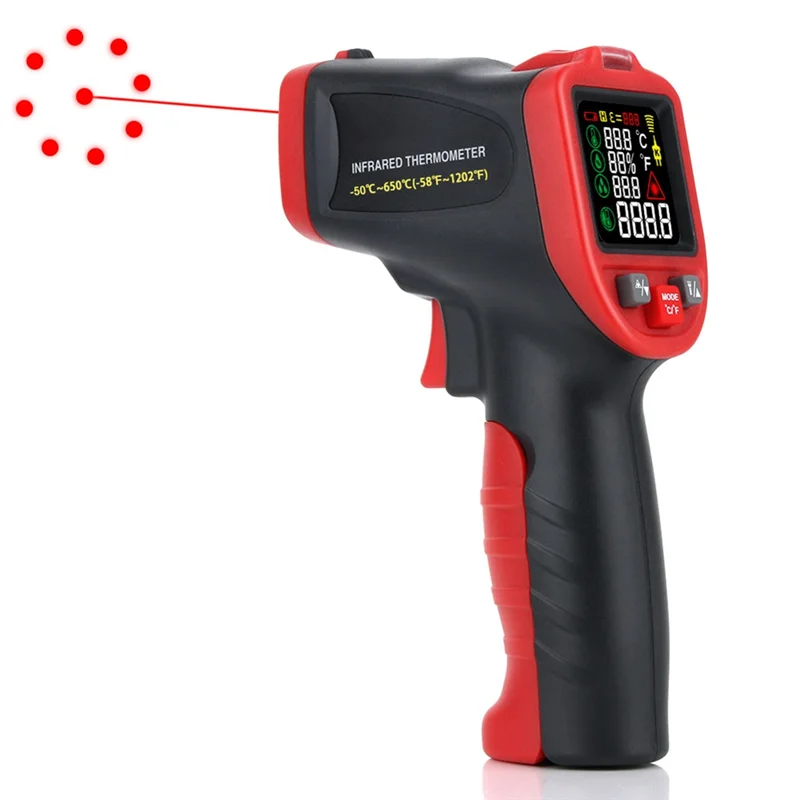 KYCOR-Infrared Digital IR Thermometer Non-Contact Laser Temperature Meter Pyrometer Hygrometer Colorful LCD