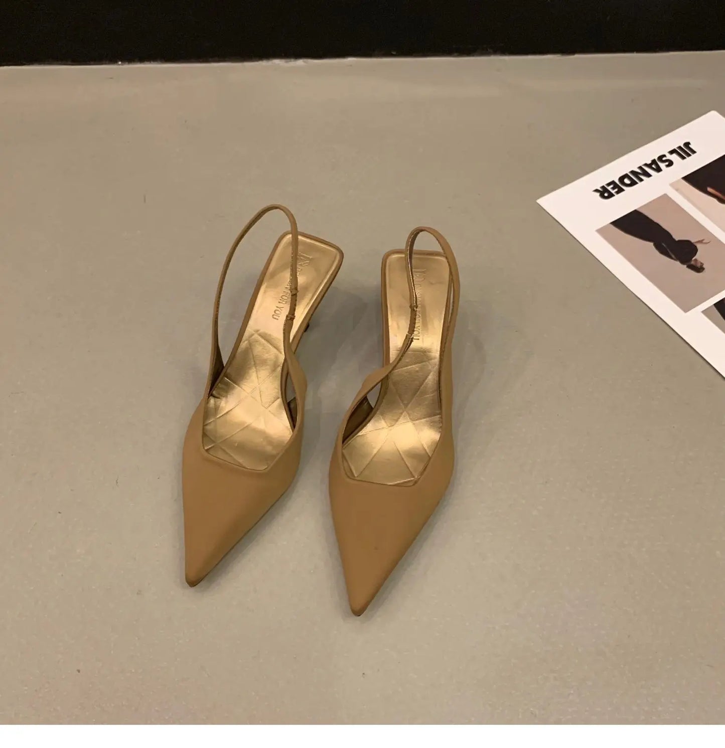 Women Summer Shoes 2024 New Fashion Pointed Toe Stiletto Medium Heel High Heels Women Back Empty Toe Sandals Green Women's Shoes