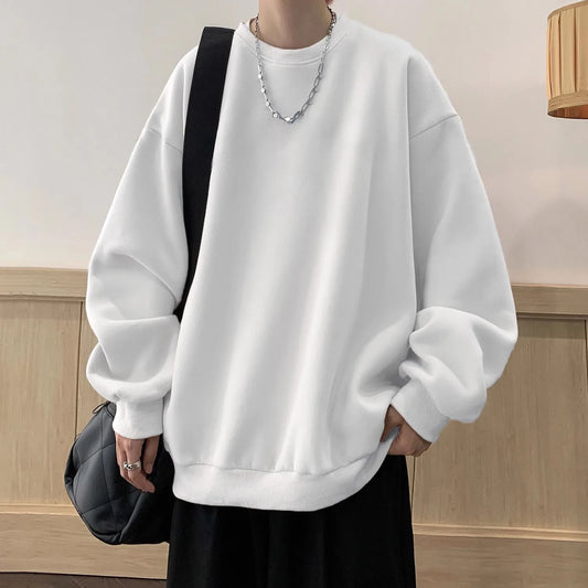 2024 Autumn Winter O-Neck Sweatshirts Men Solid Streetwear Y2K Pullover Hoodies Male Fashion Hip Hop Vintage Hoodie Clothing