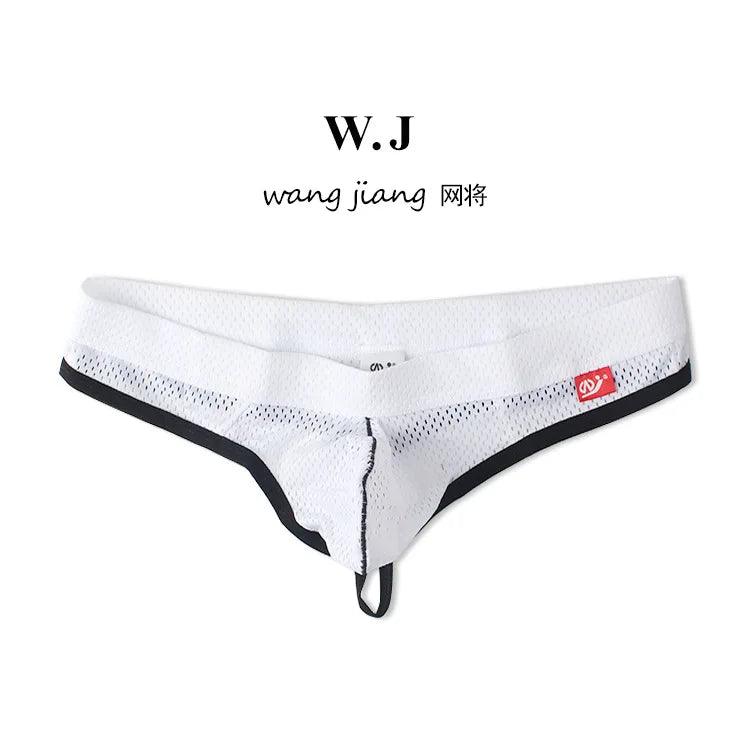 Men's Low Waist Thongs Breathable Nylon Mesh T Briefs Comfortable Underwear