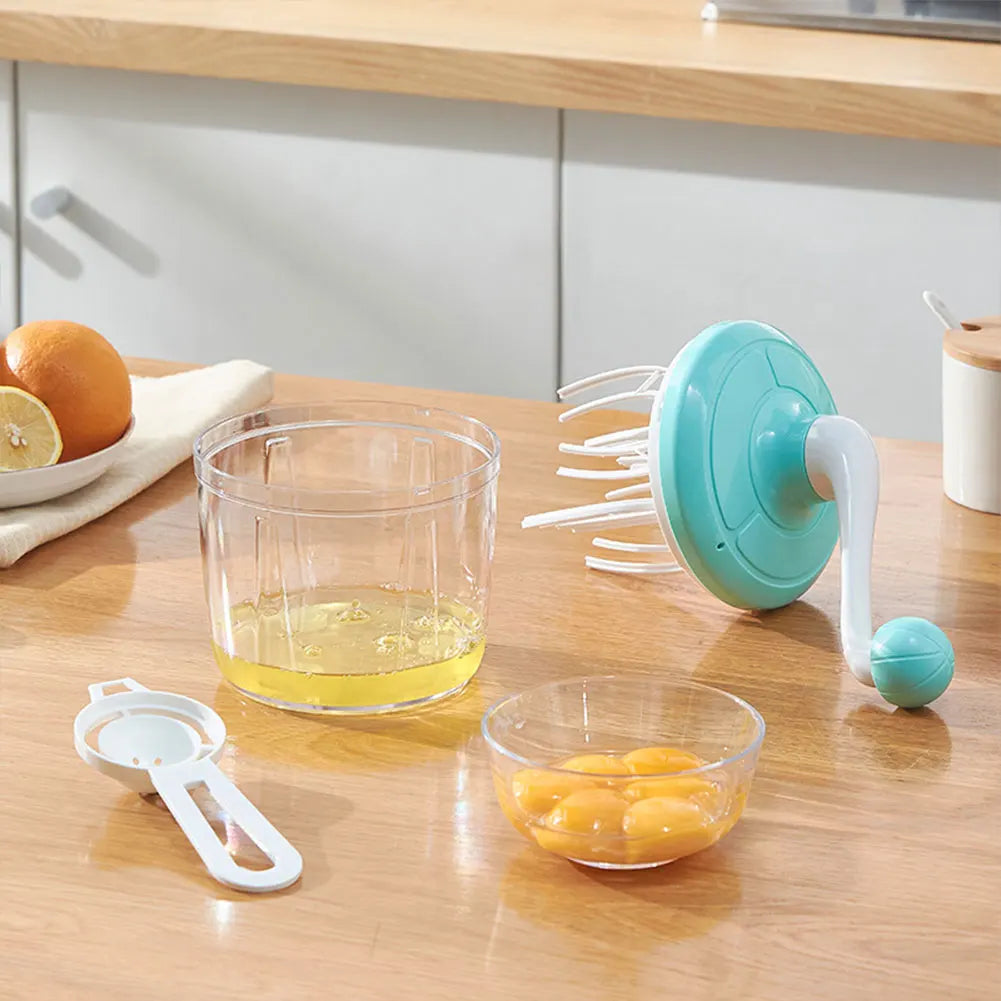 Manual Egg Beater Hand Cranked Cream Mixer Multi-Function Egg Whisk Blender Kitchen Baking Tool for Blending Whisking Beating
