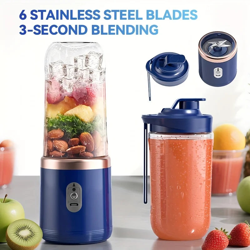 400ML Portable Blender Bottle Electric 6 Blades Multifunction USB Juice Smoothie Maker with Ice Crush Cup Food Processor