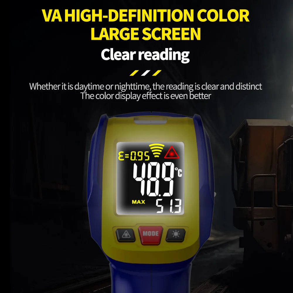 MECHANIC Industrial Thermometer Non-Contact High-Precision -50°C~580°C 13-Point Laser Targeting LCD Digital Temperature Meter