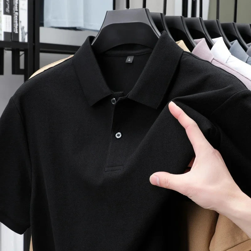 100% pure cotton men's new short-sleeved summer fashion Polo shirt, high-quality luxury premium T-shirt, business casual top