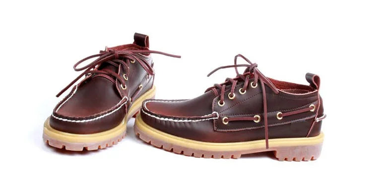 Genuine Leather Men's Casual Shoes Fashion Boat Shoes England Platform Luxury Lace up Male Loafers Driving Shoes46 Low Heel
