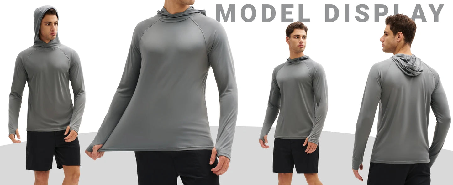 TACVASEN UPF 50+ Hooded T-Shirts Mens Quick Dry UV Block Sun Shirts Lightweight Hoodie Shirt Running Fishing Performance Tops