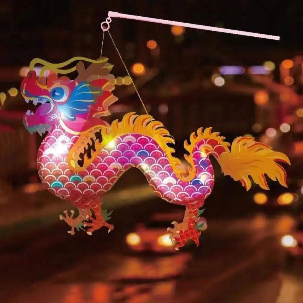 Luminous Mid-Autumn Dragon Dance Lantern DIY Craft Cartoon Chinese Style Dragon Lamp Festival Creativity Handheld Dragon Lantern