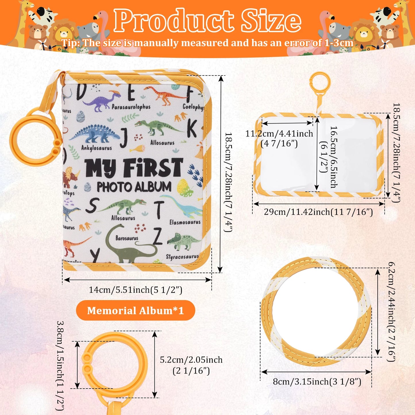 Baby Photo Album Holds 17 Pcs 6 x 4 in Pictures Soft Cloth My First Photo Album with Safety Mirror Fabric Kid Memory Keepsake