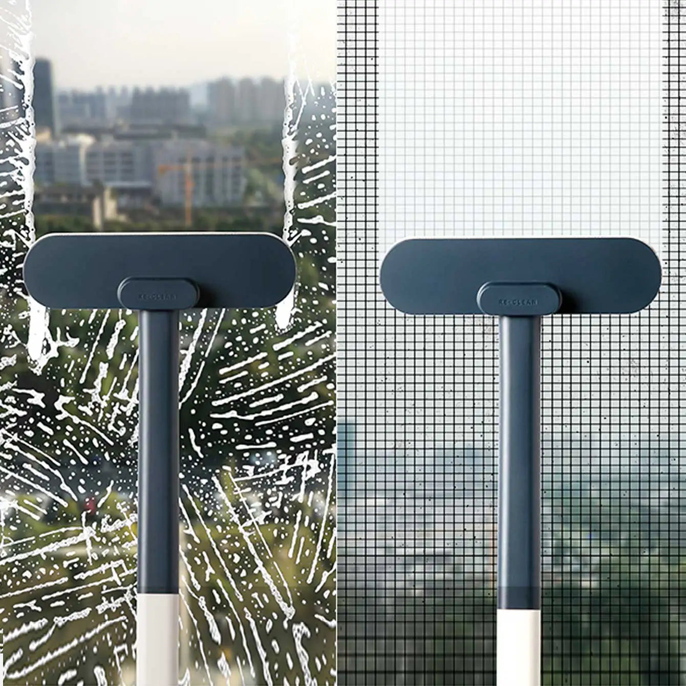 1 Multifunctional Long Handled Window Brush, Wet and Dry Dual-Use Cleaning Brush, Glass Brush, Sofa, Wall, Pet Hair, Carpet Clea