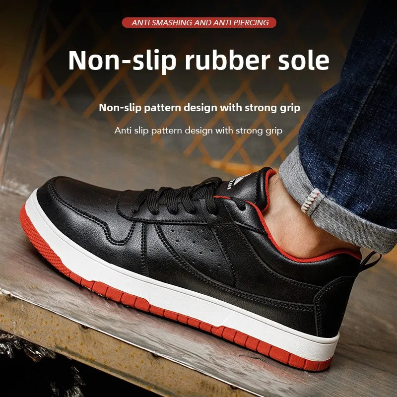 Steel Toe Man Work Boots Industrial Fashion Safety Shoes Men Non-Slip Work Sneakers Construction Waterproof Work Mens Shoes