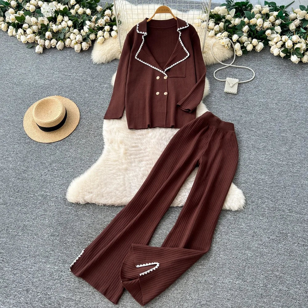 Pants Set Women Two Piece Sets Hooded Matching Sets Sweatshirts Long Pants High Waist Knitted Splice Y2k Casual Jogger 2025