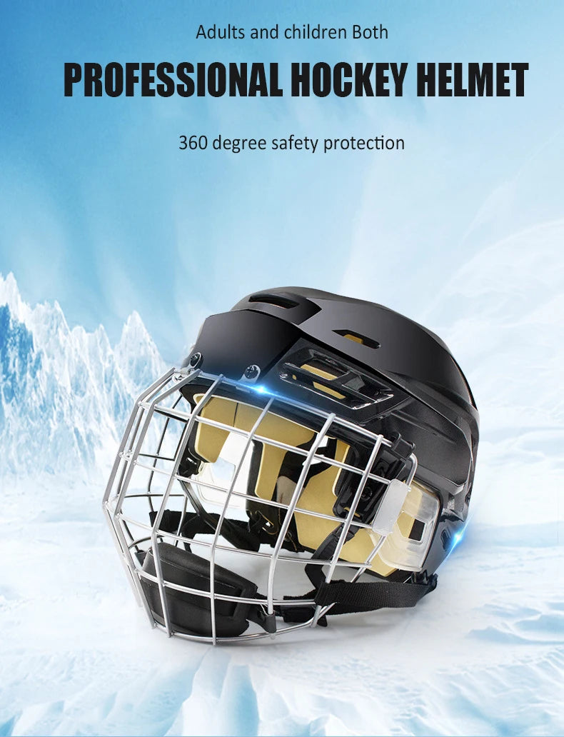 Ice Hockey Helmet Tactical Sports Rugby Adjustable Hockey Helmet Full Face Adult Safety Top Equipment Face Protective Equipment