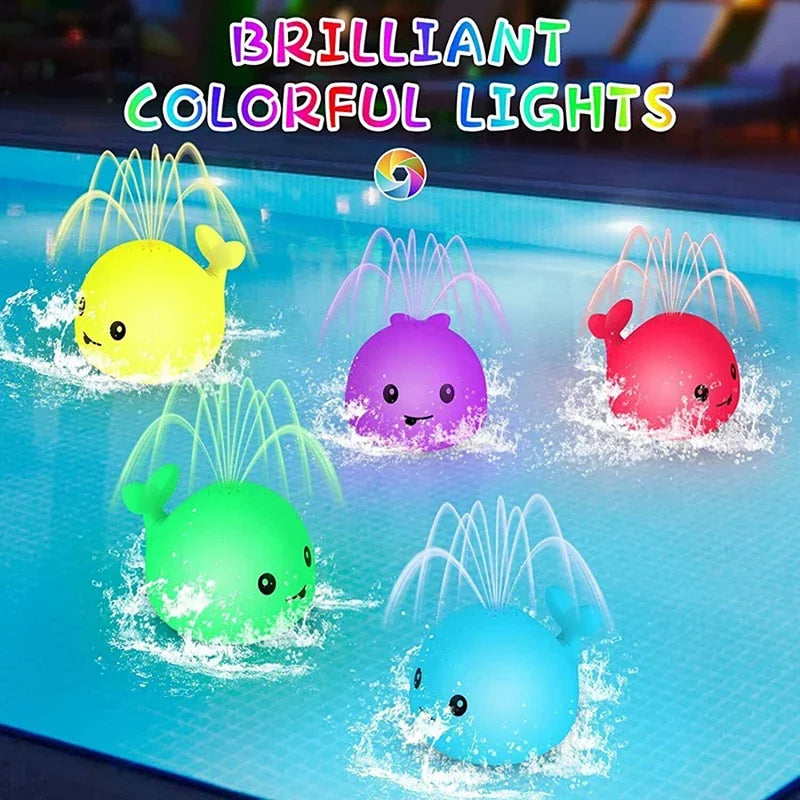 Waterproof Baby Bath Toys Whale Automatic Bathroom Toy Sprinkler Glowing LED Light toy,kids Infant Swim Pool Bathroom Toys Gifts