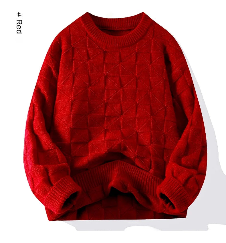 Windproof New Winter Tracksuit Sweatshirt Knit Long Sleeve Sweater Top Loose Shirt Coat Men Crew Neck Pullover Casual Streetwear