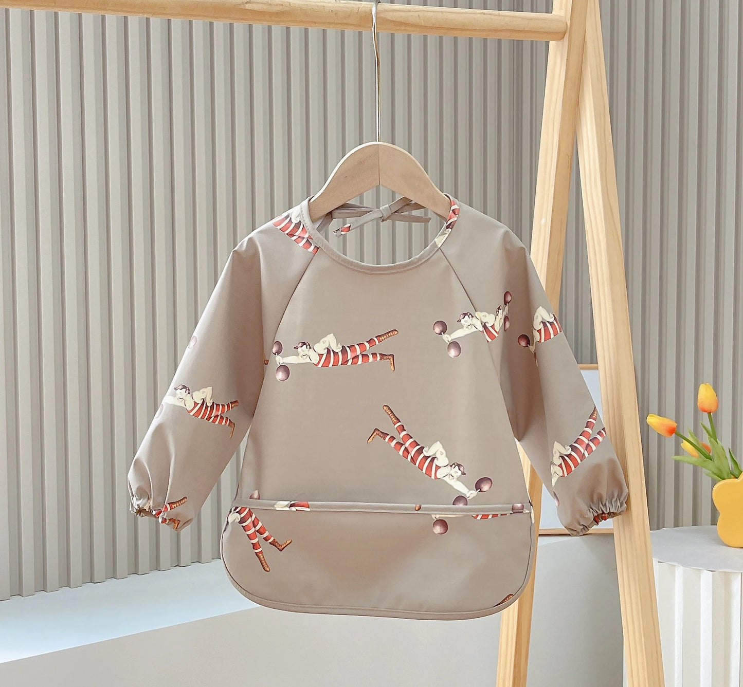 Baby Feeding Bib Long Sleeve Baby Boy Girl Cute Cartoon Print Bib Apron Easy Clean Kids Waterproof For Babi
