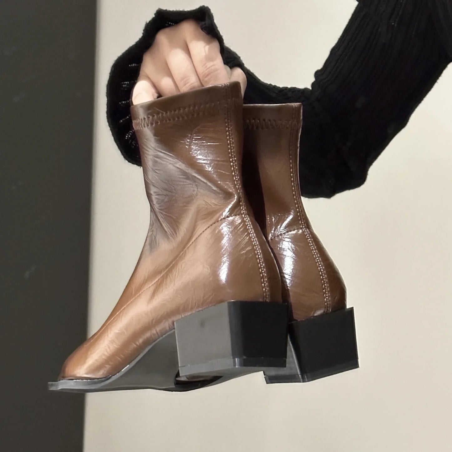 Autumn Women Ankle Boots Shoes Fashion Pointed Toe Ladies Short Boot Square Low Heel Casual Winter Women's Footwear 2024