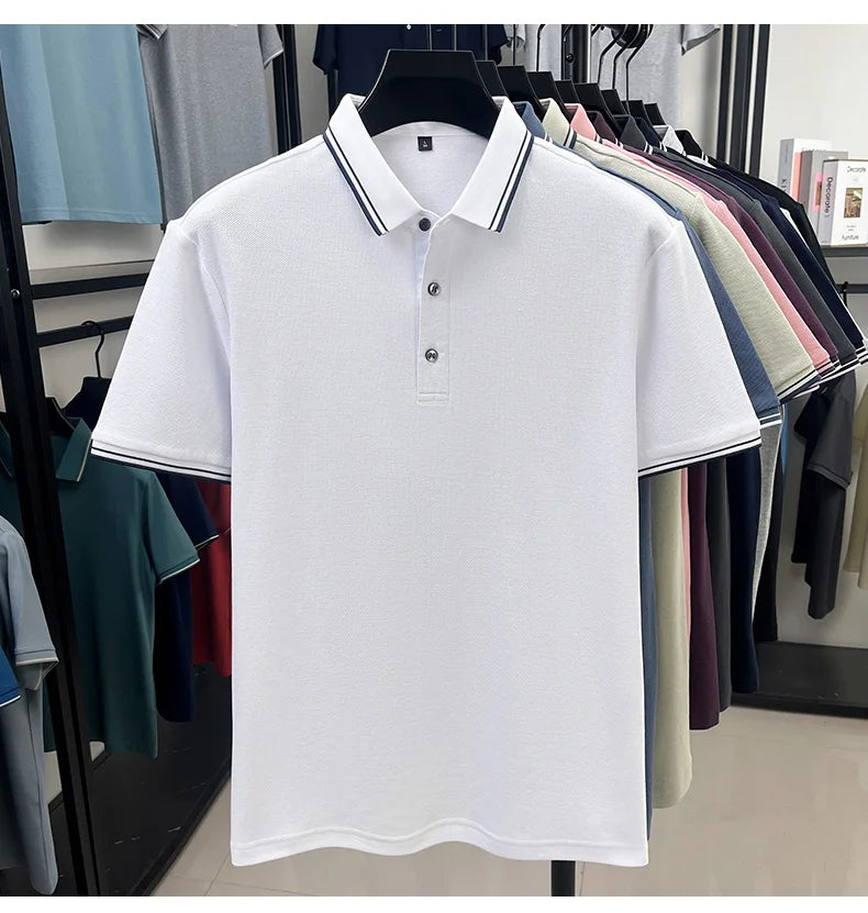 100% pure cotton summer men' luxury brand polo shirt temperament golf short style business casual high-quality T-shirt short top