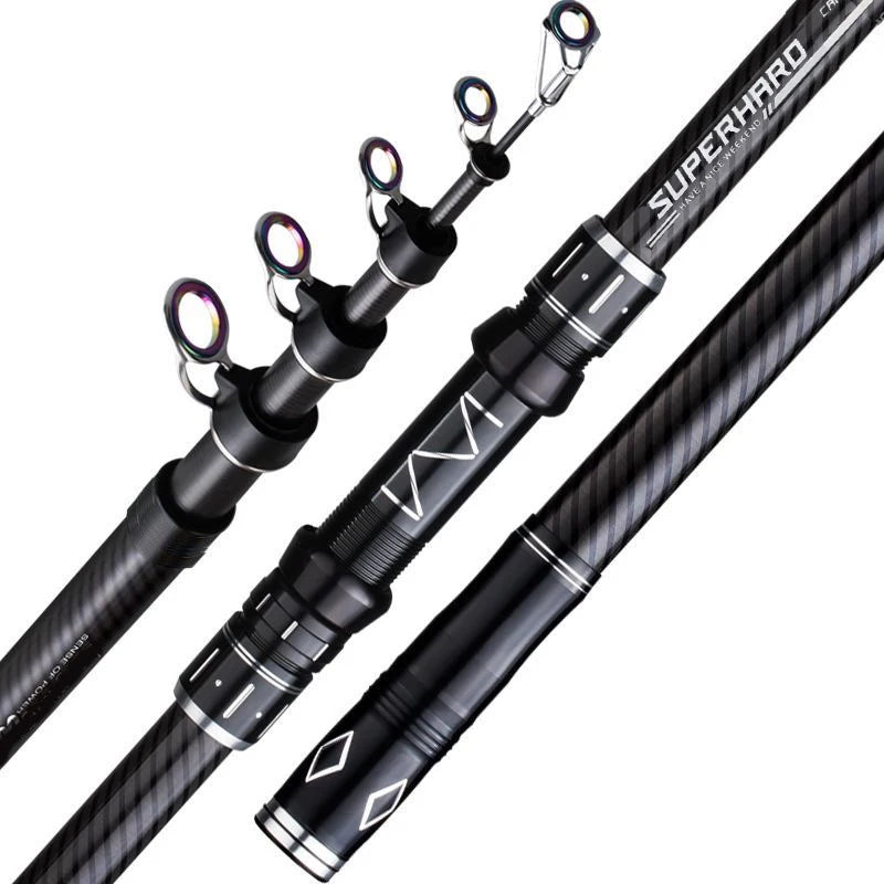2.1-4.5M Telescopic Fishing Rod Carbon Spinning Fishing Pole Boat Saltwater Freshwater Beach Rock Surfcasting Baitcasting Rod