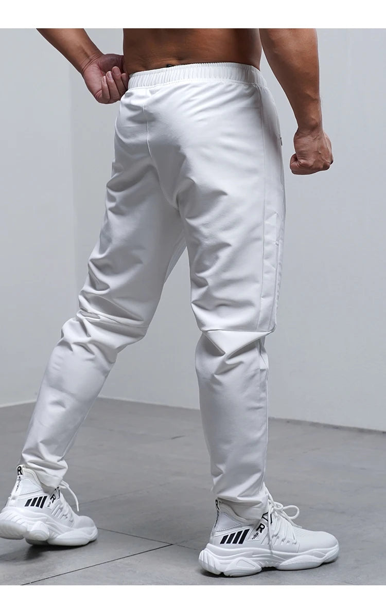 Breathable Loose Running Pants Men Autumn Winter Sport Training Gym Sportswear Elastic Waterproof Outdoor Zip Pocket Sweatpant