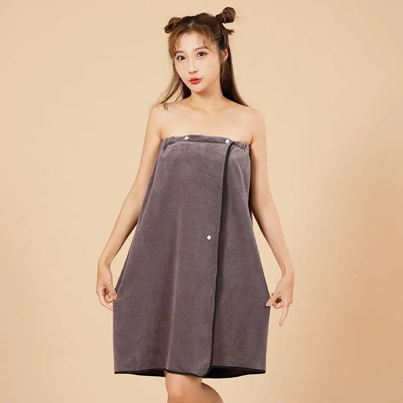 Cotton Bath Towel Wrap Bathrobe Thickened Soft Absorbent Quick Dry Velvet Wearable Plus Towel Hotel Bathing Sleepwear