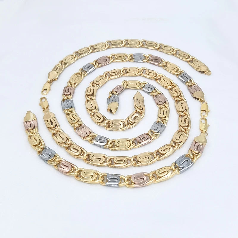 African Jewelry Big Set For Women Men Necklace Dubai Three Color Charm Bracelet Jewellery Xmas Daily Wear Party Gifts